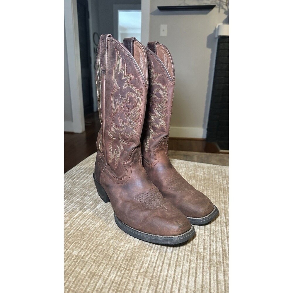 Justin 2552 Men Size 9.5D Leather Western Cowboy Rodeo Square Toe Boot